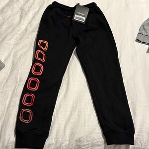 Overtime Black Kids Joggers with Red and Orange Accents